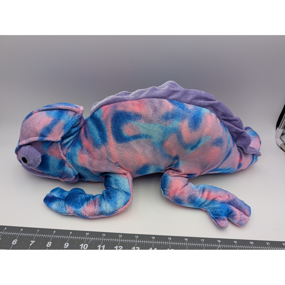 BJ Toy Co Chameleon Plush‎ Pink Blue Tie Dye Lizard Stuffed Animal 2009